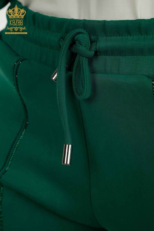 Wholesale Women's Tracksuit Set Hooded Zipper Green - 17618 | KAZEE