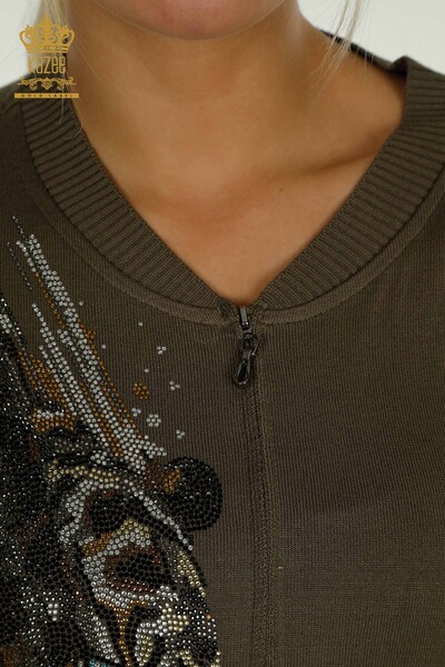 Wholesale Women's Tracksuit Set, Leopard Patterned Khaki - 16660 | KAZEE - Thumbnail