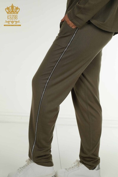 Wholesale Women's Tracksuit Set, Leopard Patterned Khaki - 16660 | KAZEE - 9