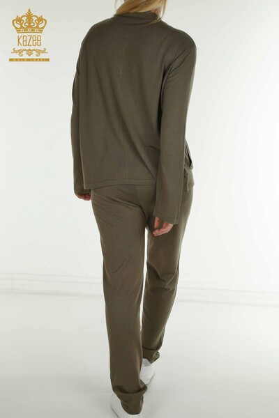 Wholesale Women's Tracksuit Set, Leopard Patterned Khaki - 16660 | KAZEE - 11