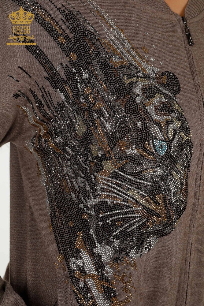 Wholesale Women's Tracksuit Set Leopard Patterned Mink - 16660 | KAZEE - 5