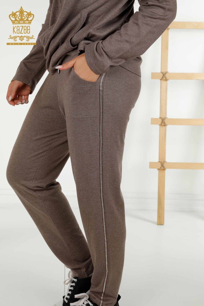 Wholesale Women's Tracksuit Set Leopard Patterned Mink - 16660 | KAZEE - 7