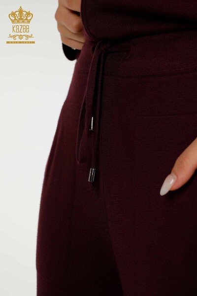 Wholesale Women's Tracksuit Set, Leopard Patterned Plum - 16660 | KAZEE - 10