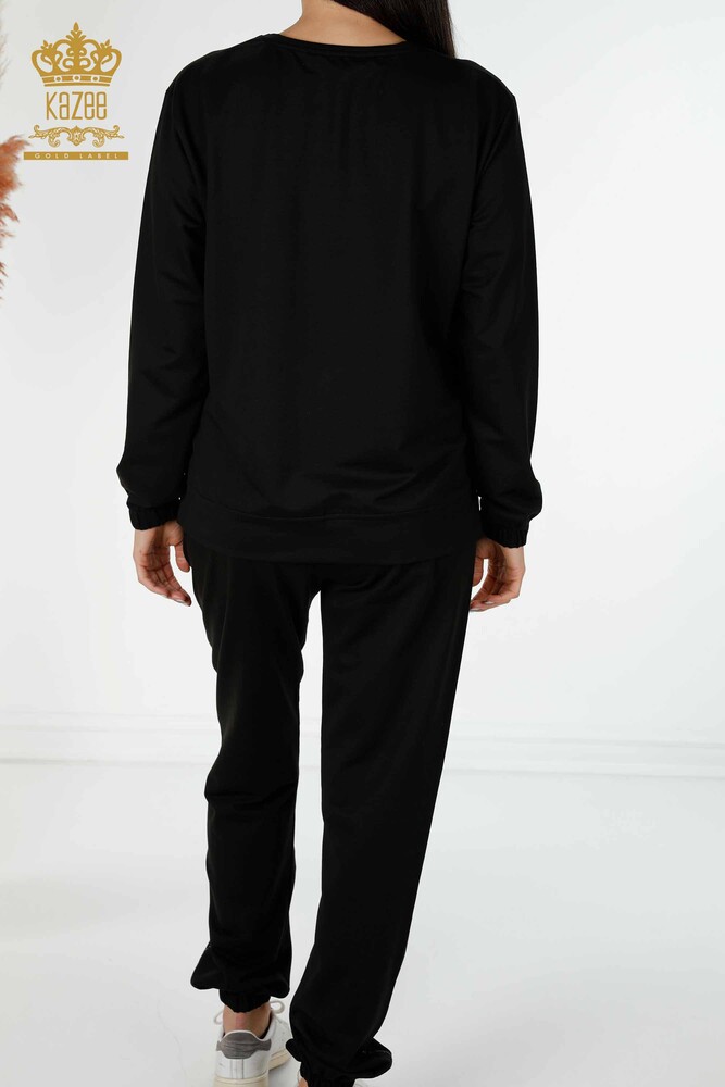 Wholesale Women's Tracksuit Set Black With Lettering - 17444 | KAZEE - 9