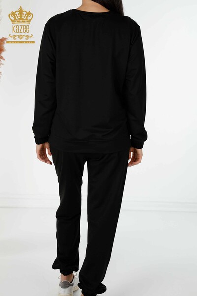 Wholesale Women's Tracksuit Set Black With Lettering - 17444 | KAZEE - 9
