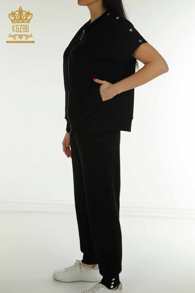 Kazee - Wholesale Women's Tracksuit Set Short Sleeve Black - 17680 | KAZEE (1)