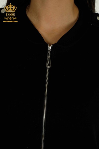 Wholesale Women's Tracksuit Set Short Sleeve Black - 17680 | KAZEE - Thumbnail
