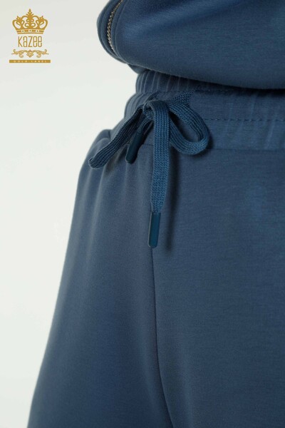 Wholesale Women's Tracksuit Set Short Sleeve Indigo - 17680 | KAZEE - Thumbnail