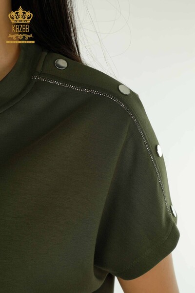 Wholesale Women's Tracksuit Set Short Sleeve Khaki - 17680 | KAZEE - Thumbnail