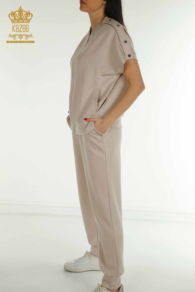 Wholesale Women's Tracksuit Set Short Sleeve Mink - 17680 | KAZEE - 2