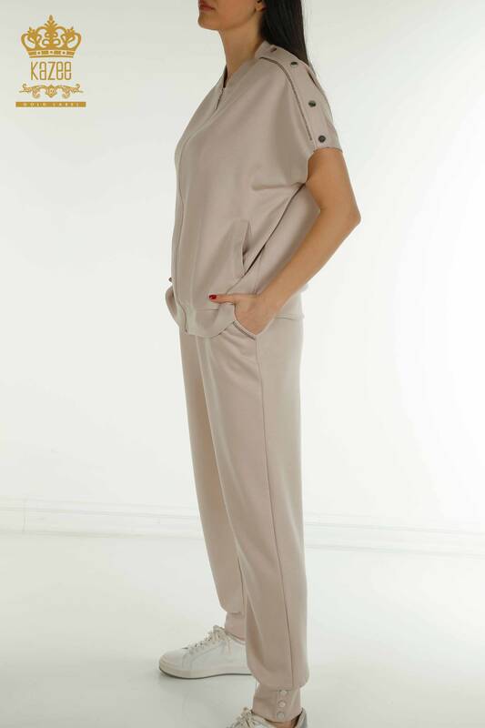 Wholesale Women's Tracksuit Set Short Sleeve Mink - 17680 | KAZEE