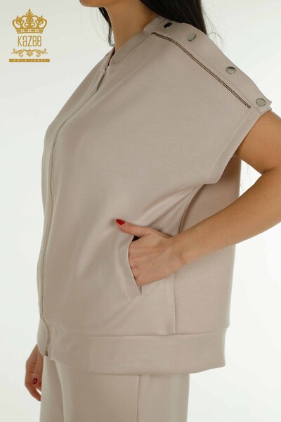 Wholesale Women's Tracksuit Set Short Sleeve Mink - 17680 | KAZEE - Thumbnail (2)