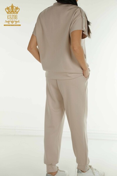 Wholesale Women's Tracksuit Set Short Sleeve Mink - 17680 | KAZEE - Thumbnail