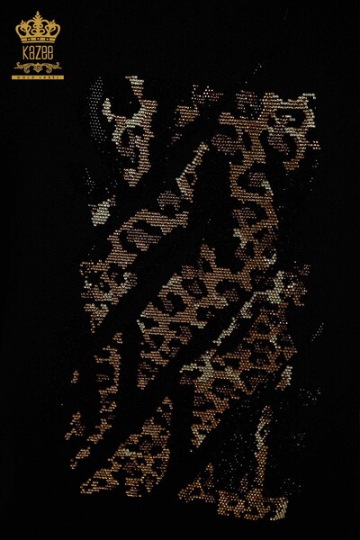 Wholesale Women's Tracksuit Set Black with Stone Embroidery - 16677 | KAZEE - Thumbnail