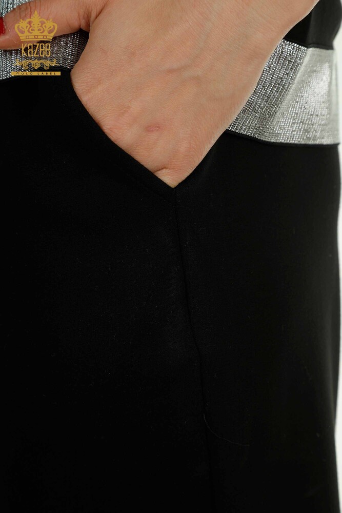 Wholesale Women's Tracksuit Set Black with Stone Embroidery - 17638 | KAZEE - 11