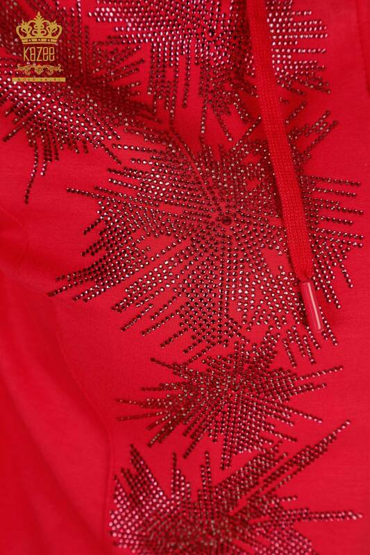 Wholesale Women's Tracksuit Set Stone Embroidered Fuchsia - 17560 | KAZEE