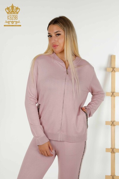 Wholesale Women's Tracksuit Set Stone Embroidered Powder - 16677 | KAZEE - 2