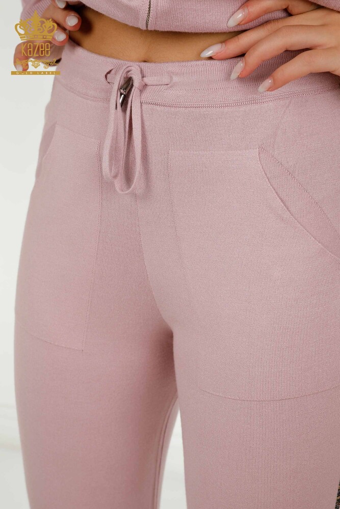 Wholesale Women's Tracksuit Set Stone Embroidered Powder - 16677 | KAZEE - 8