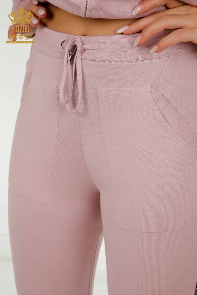 Wholesale Women's Tracksuit Set Stone Embroidered Powder - 16677 | KAZEE - 8