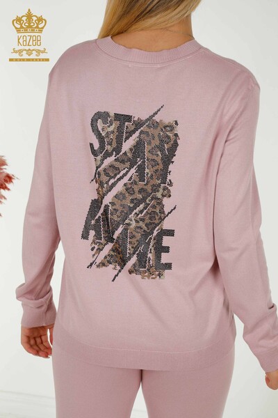 Wholesale Women's Tracksuit Set Stone Embroidered Powder - 16677 | KAZEE - 10