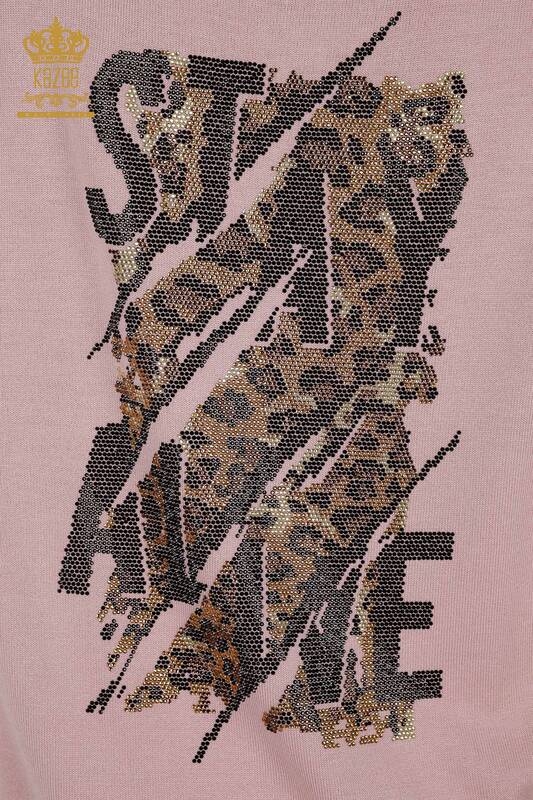 Wholesale Women's Tracksuit Set Stone Embroidered Powder - 16677 | KAZEE