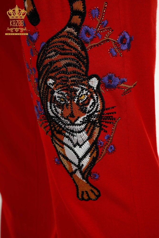 Wholesale Women's Tracksuit Set Red with Stone Embroidery - 16662 | KAZEE - 10