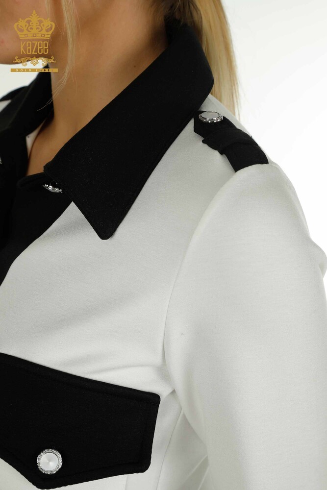 Wholesale Women's Tracksuit Set Two Colors Black Ecru - 17674 | KAZEE - 10