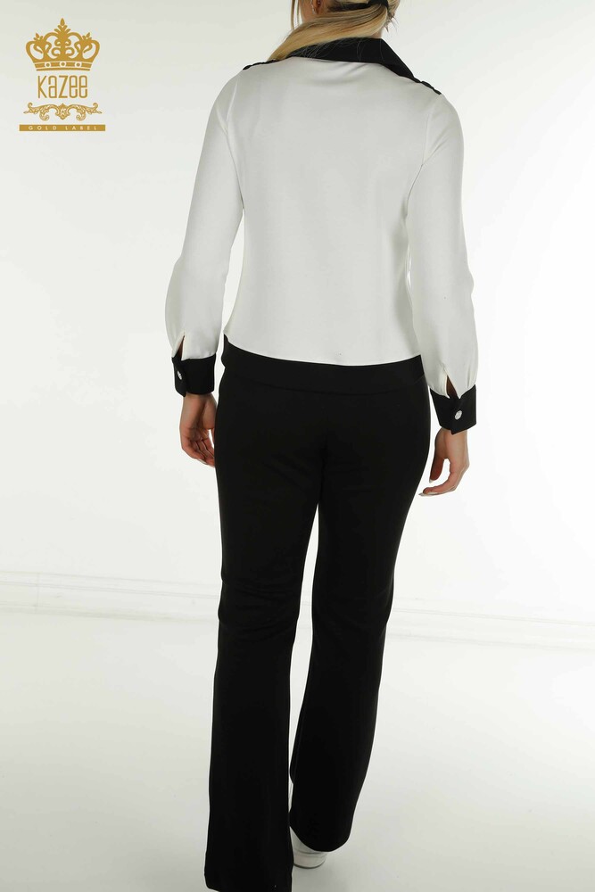 Wholesale Women's Tracksuit Set Two Colors Black Ecru - 17674 | KAZEE - 13