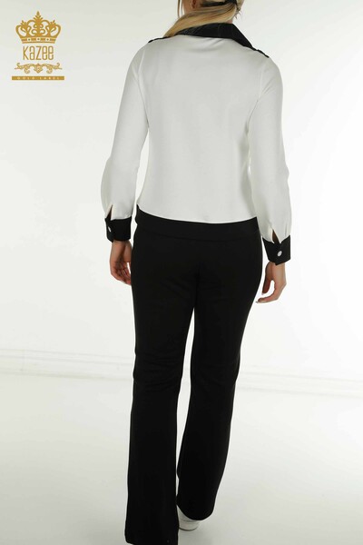 Wholesale Women's Tracksuit Set Two Colors Black Ecru - 17674 | KAZEE - 13