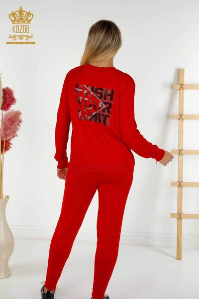 Wholesale Women's Tracksuit Set Red with Pockets and Zipper - 16679 | KAZEE - 9