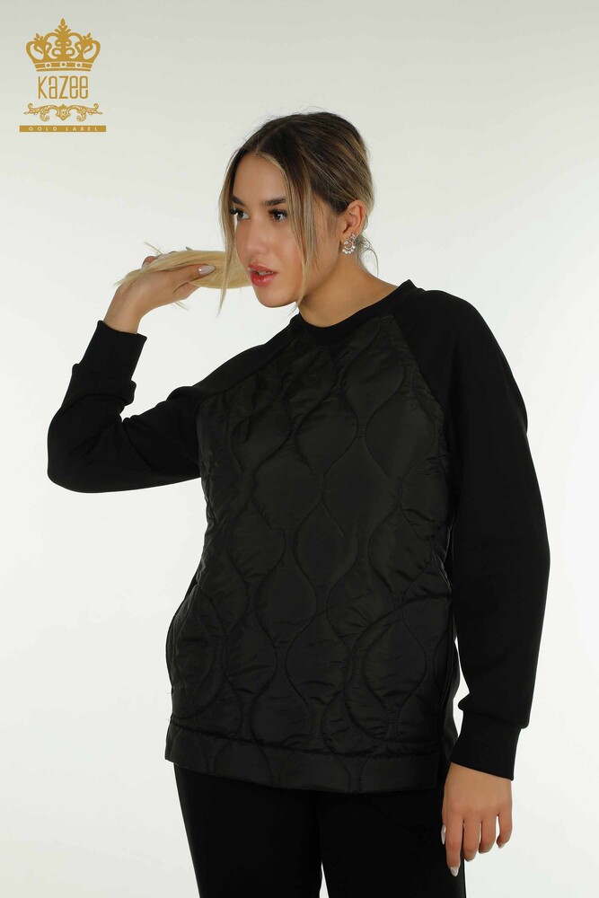 Wholesale Women's Tracksuit Set with Pocket Detail, Black - 17632 | KAZEE - 2