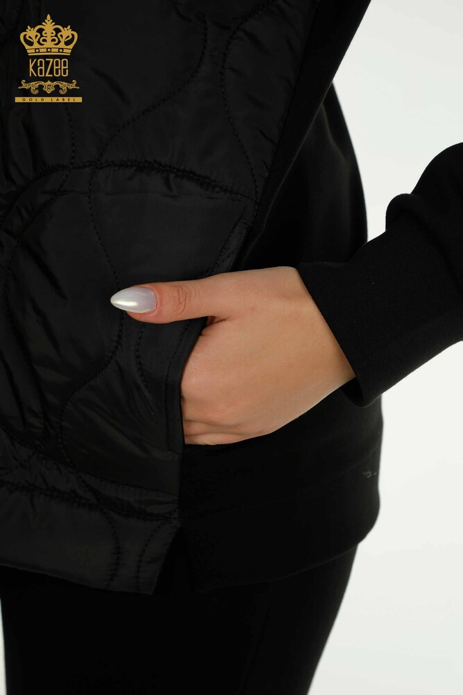 Wholesale Women's Tracksuit Set with Pocket Detail, Black - 17632 | KAZEE - 7