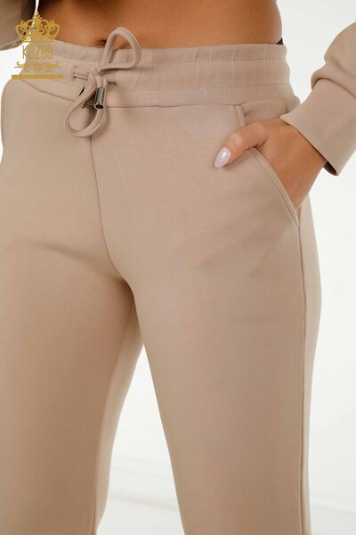 Wholesale Women's Tracksuit Set Zippered Beige - 17619 | KAZEE - 8