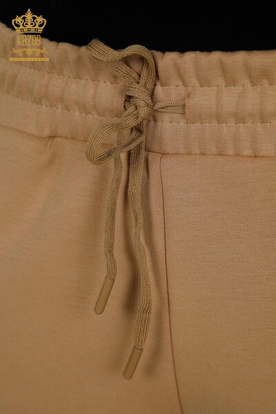 Wholesale Women's Tracksuit Set Zippered Beige - 17636 | KAZEE - Thumbnail