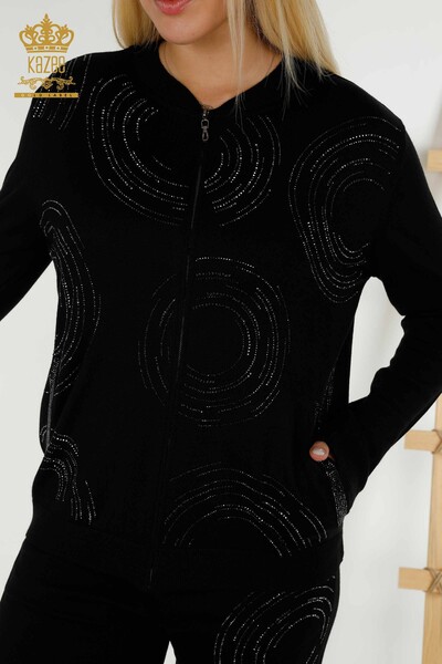 Wholesale Women's Tracksuit Set Black with Zipper - 16276 | KAZEE - Thumbnail