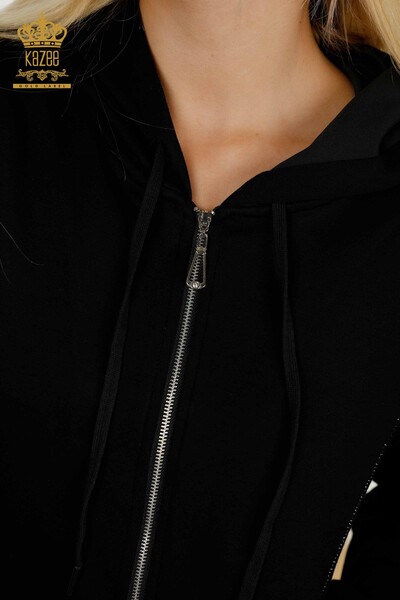 Wholesale Women's Tracksuit Set Black with Zipper - 17550 | KAZEE - Thumbnail