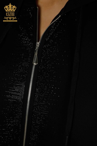 Wholesale Women's Tracksuit Set Black with Zipper - 17607 | KAZEE - Thumbnail