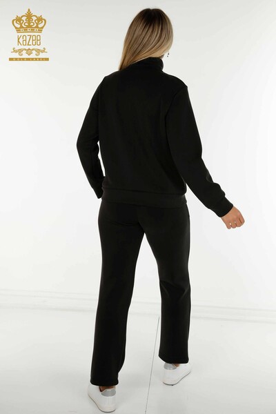Wholesale Women's Tracksuit Set Black with Zipper - 17619 | KAZEE - Thumbnail
