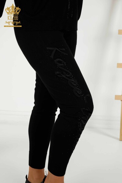 Wholesale Women's Tracksuit Set Black with Zipper - 30638 | KAZEE - Thumbnail