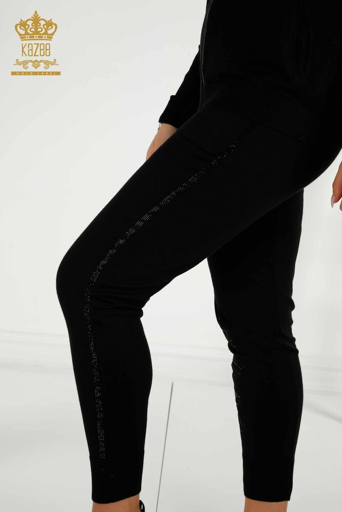 Wholesale Women's Tracksuit Set Black with Zipper - 30638 | KAZEE - 9