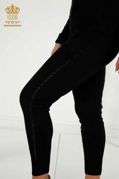 Wholesale Women's Tracksuit Set Black with Zipper - 30638 | KAZEE - Thumbnail