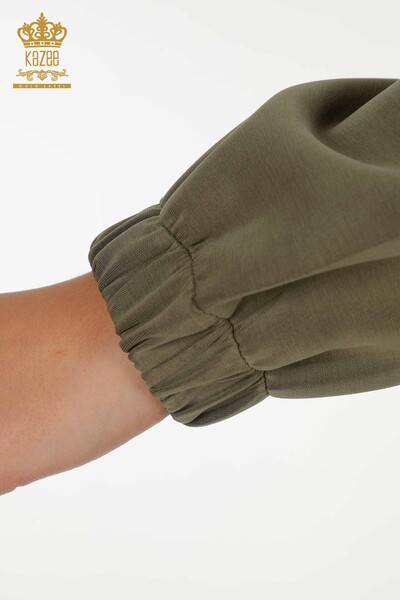 Wholesale Women's Tracksuit Set Zippered Buttoned Khaki - 17620 | KAZEE - Thumbnail