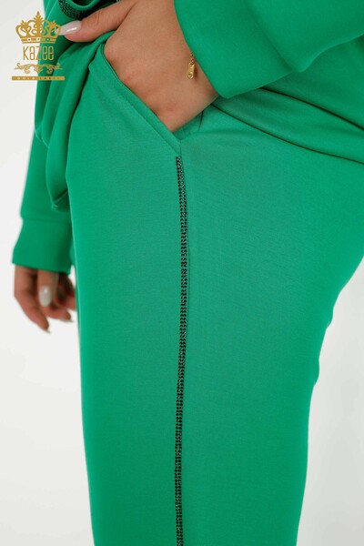 Wholesale Women's Tracksuit Set Zippered Green - 20415 | KAZEE - Thumbnail