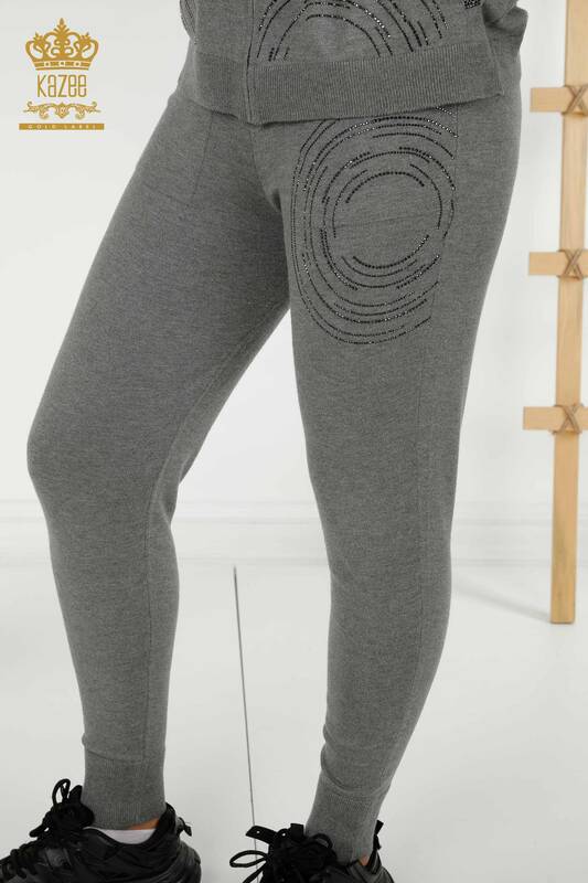 Wholesale Women's Tracksuit Set Zippered Gray - 16276 | KAZEE