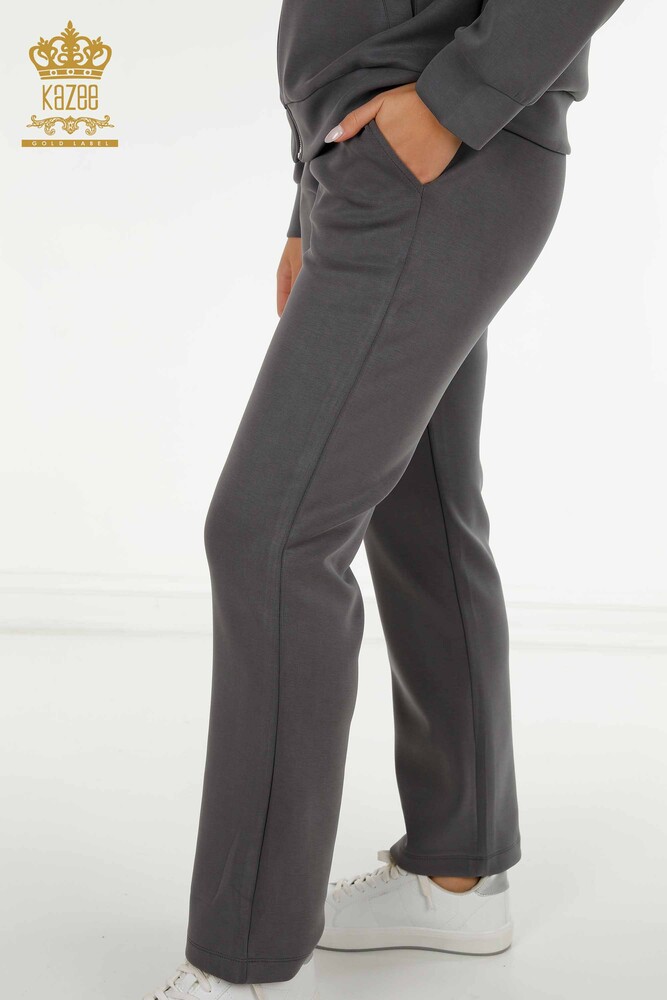 Wholesale Women's Tracksuit Set Zippered Gray - 17619 | KAZEE - 6