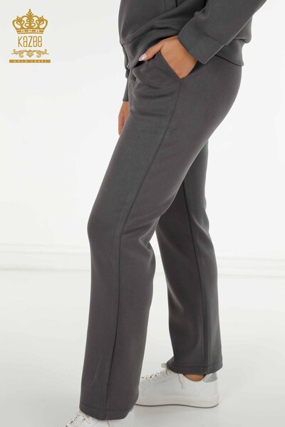 Wholesale Women's Tracksuit Set Zippered Gray - 17619 | KAZEE - 6