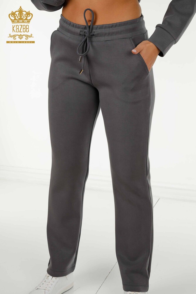 Wholesale Women's Tracksuit Set Zippered Gray - 17619 | KAZEE - 7