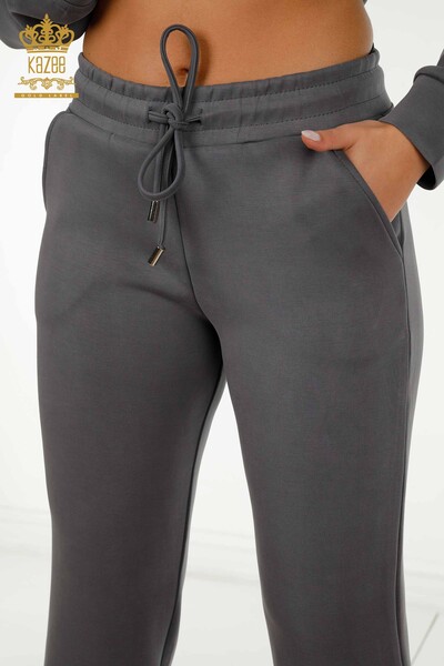 Wholesale Women's Tracksuit Set Zippered Gray - 17619 | KAZEE - 8