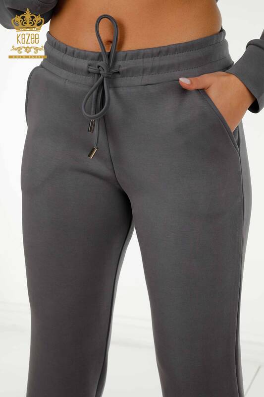 Wholesale Women's Tracksuit Set Zippered Gray - 17619 | KAZEE