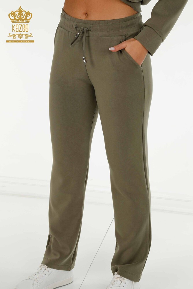 Wholesale Women's Tracksuit Zippered Khaki - 17619 | KAZEE - 7